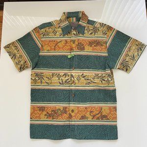 The Territory Ahead Shirt Mens M Colorful Floral Tribal Hawaiian Beach Button Up